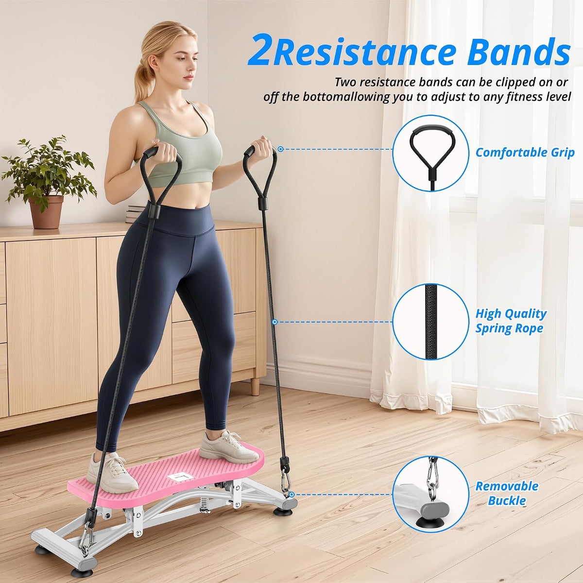 Balance Board with Resistance Bands, Versatile Rocking Stepper, Wobble Board Featuring LCD Monitor, 330 lbs High-Capacity Ski Twister Trainer for Full Body Exercise at Home