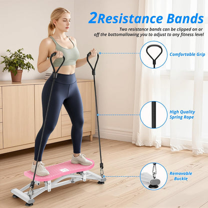 Balance Board with Resistance Bands, Versatile Rocking Stepper, Wobble Board Featuring LCD Monitor, 330 lbs High-Capacity Ski Twister Trainer for Full Body Exercise at Home