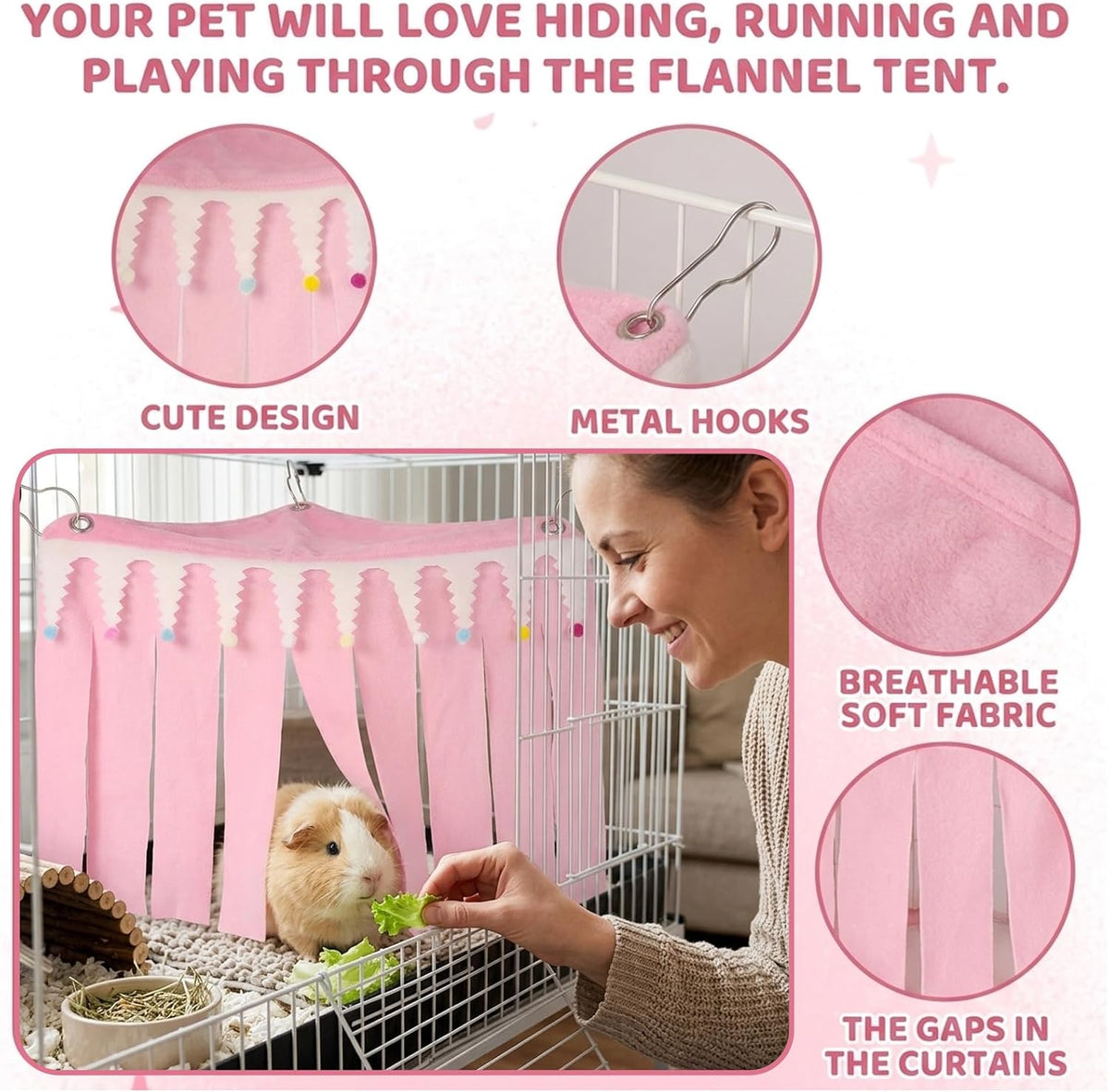 Guinea Pig Hideout, Pink Medium Pet Forest Cage Corner Hideaway, Rabbit Hideout, Rabbits, Chinchillas, Hamsters and Other Small Pets, Guinea Pig Cage Accessories and Guinea Pig Accessories