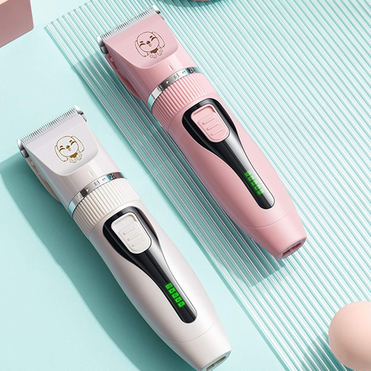Electric Pet Grooming Clippers, Rechargeable Low Noise Cordless Pet Clippers, Quiet Dog Shave Clippers for Dogs Cats Pets Hair Trimmer Set with 4 Guide Combs and Cleaning Brush Nail Kits