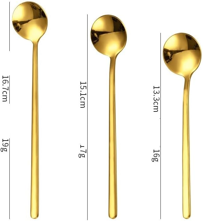 Silverware Set, 3/12/18/24/30/36pcs 304 Stainless Steel Coffee Spoon Set - Small Round Mixing Spoon for Honey/Mug, Korean Souvenir, Home Cutlery Flatware Set(Pink Gold,4 Pieces)