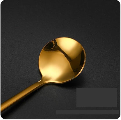 Silverware Set, 3/12/18/24/30/36pcs 304 Stainless Steel Coffee Spoon Set - Small Round Mixing Spoon for Honey/Mug, Korean Souvenir, Home Cutlery Flatware Set(Pink Gold,4 Pieces)