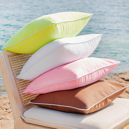 Pack of 2 Outdoor Waterproof Solid Throw Decorative Pillow Cover Decorative Square Outdoor Pillows Cushion Case Patio Pillows for Couch Tent, Pink 12x20 inches 30x50 cm