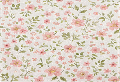 Pink Flowers Bathroom Mat Rug 24" x 16" Non Slip Super Absorbent Quick Dry Bath Mats for Bathtub Fluffy Rugs