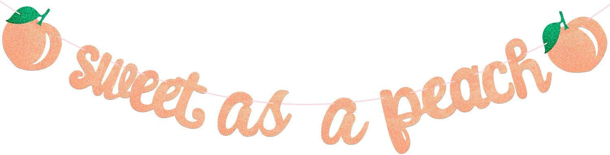 Sweet As a Peach Banner, Glitter Pink Fresh Fruit Theme Banner for Girl Peach Birthday Party Decorations Baby Shower