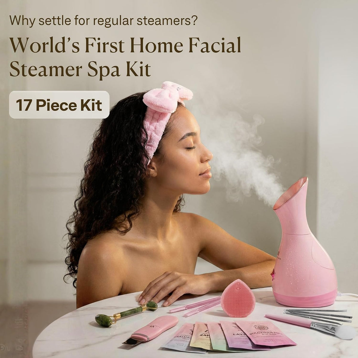Facial Steamer Spa Kit with 17 Spa Tools for Complete At-Home Facial