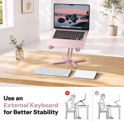 LA10 360° Rotating Laptop Stand Riser Foldable for Desk, Pink