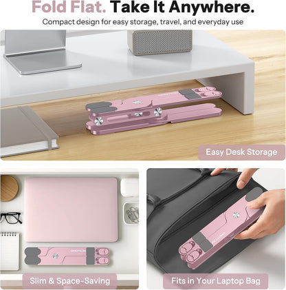 LA10 360° Rotating Laptop Stand Riser Foldable for Desk, Pink