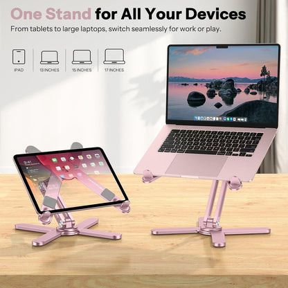 LA10 360° Rotating Laptop Stand Riser Foldable for Desk, Pink