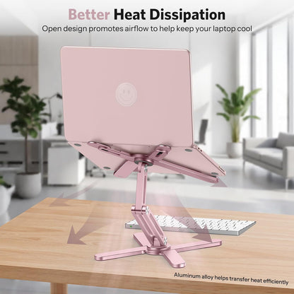 LA10 360° Rotating Laptop Stand Riser Foldable for Desk, Pink