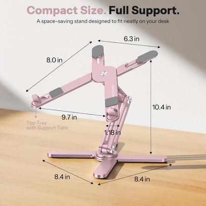 LA10 360° Rotating Laptop Stand Riser Foldable for Desk, Pink