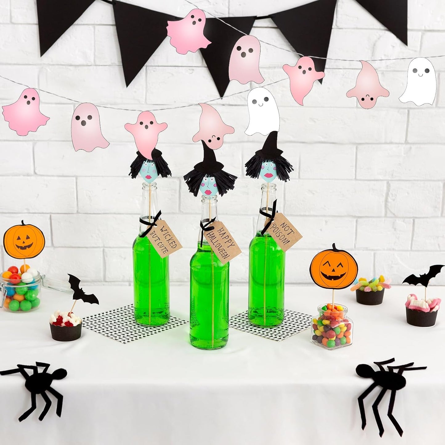 20 Halloween Pink Ghost LED String Lights Battery Operated