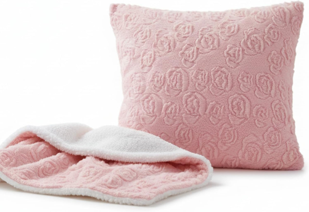 DaDa Bedding Soft Pink Faux Fur Throw Pillow Cover - Fluffy Luxury Blushing Rosey Pastel Cherry Blossom - Decorative Cushion Cases Super Soft Warm Plush - 18” x 18” - 1-Piece