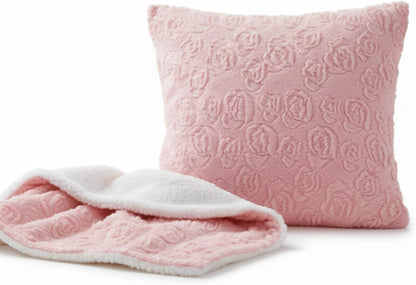 DaDa Bedding Soft Pink Faux Fur Throw Pillow Cover - Fluffy Luxury Blushing Rosey Pastel Cherry Blossom - Decorative Cushion Cases Super Soft Warm Plush - 18” x 18” - 1-Piece