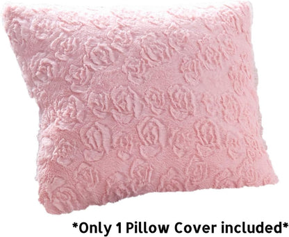 DaDa Bedding Soft Pink Faux Fur Throw Pillow Cover - Fluffy Luxury Blushing Rosey Pastel Cherry Blossom - Decorative Cushion Cases Super Soft Warm Plush - 18” x 18” - 1-Piece