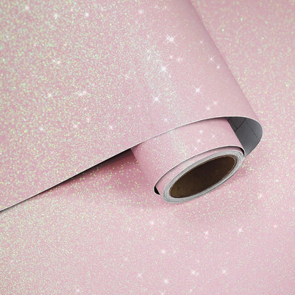 15.7"x78.7" Iridescent Pastel Pink Glitter Wallpaper Peel and Stick for Girls Bedroom Nursery Removable Sparkly Shimmering Pink Contact Paper for Cabinets Drawers Crafts Glitter Vinyl Wrap