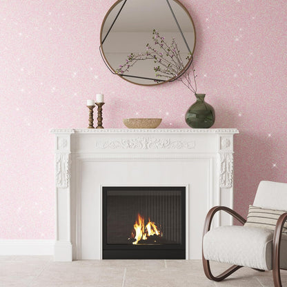 15.7"x78.7" Iridescent Pastel Pink Glitter Wallpaper Peel and Stick for Girls Bedroom Nursery Removable Sparkly Shimmering Pink Contact Paper for Cabinets Drawers Crafts Glitter Vinyl Wrap