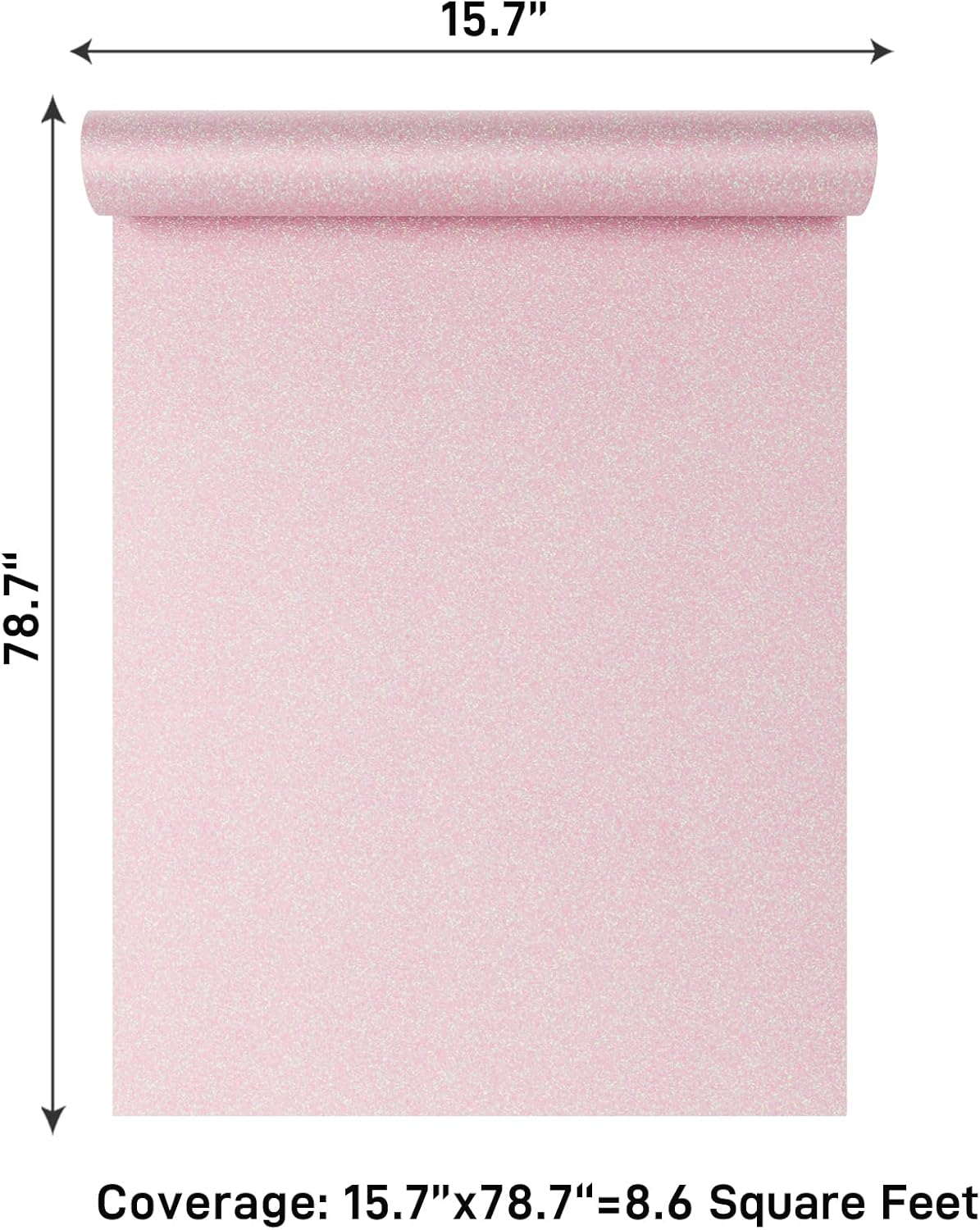 15.7"x78.7" Iridescent Pastel Pink Glitter Wallpaper Peel and Stick for Girls Bedroom Nursery Removable Sparkly Shimmering Pink Contact Paper for Cabinets Drawers Crafts Glitter Vinyl Wrap