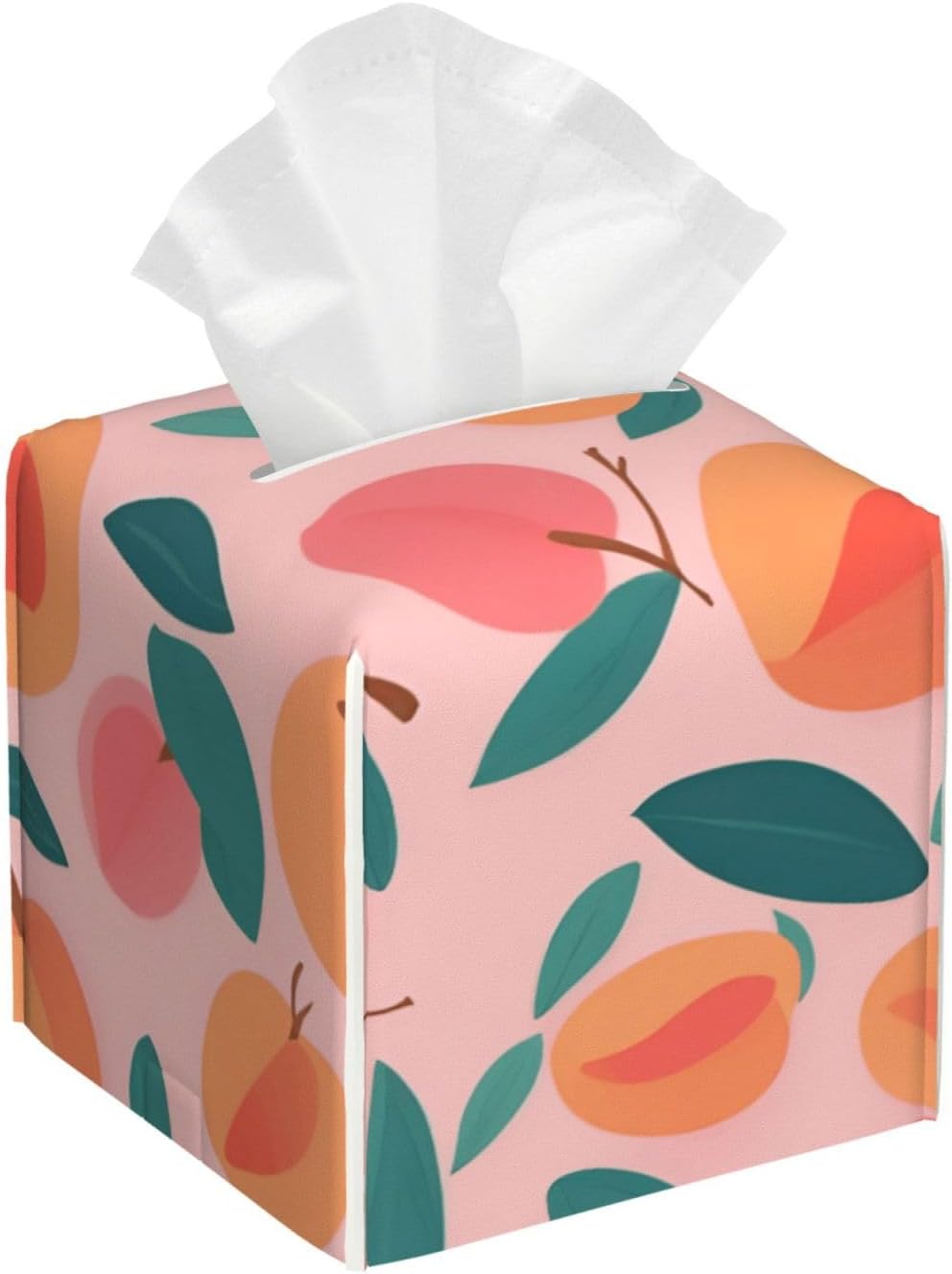 Pink Peach Pattern Seamless Pattern Print Square Tissue Box Cover Holder for Living Room Bedroom Office Decor Home Accessory