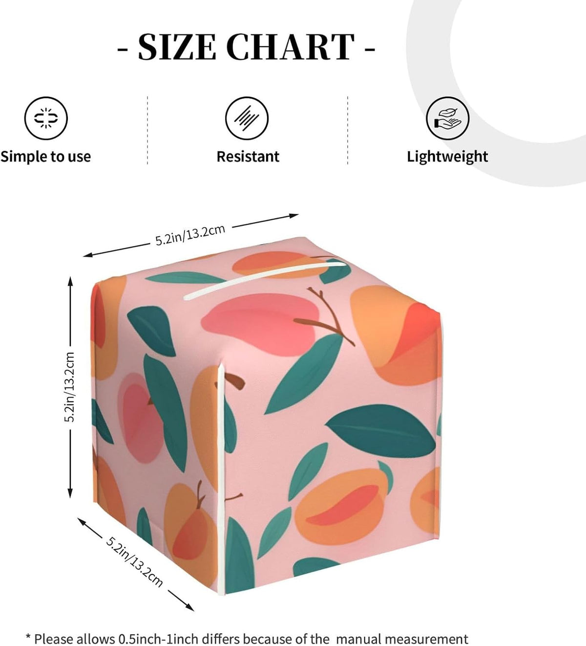 Pink Peach Pattern Seamless Pattern Print Square Tissue Box Cover Holder for Living Room Bedroom Office Decor Home Accessory