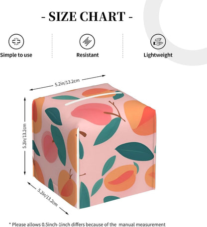 Pink Peach Pattern Seamless Pattern Print Square Tissue Box Cover Holder for Living Room Bedroom Office Decor Home Accessory