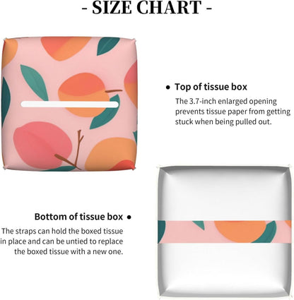 Pink Peach Pattern Seamless Pattern Print Square Tissue Box Cover Holder for Living Room Bedroom Office Decor Home Accessory
