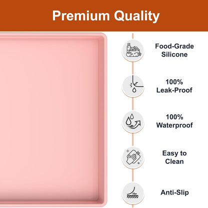 34" x 22" Extra Thick Silicone Mat Waterproof with Raised Edge, Pink