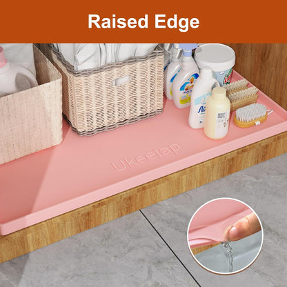 34" x 22" Extra Thick Silicone Mat Waterproof with Raised Edge, Pink