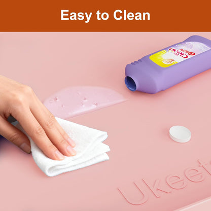 34" x 22" Extra Thick Silicone Mat Waterproof with Raised Edge, Pink