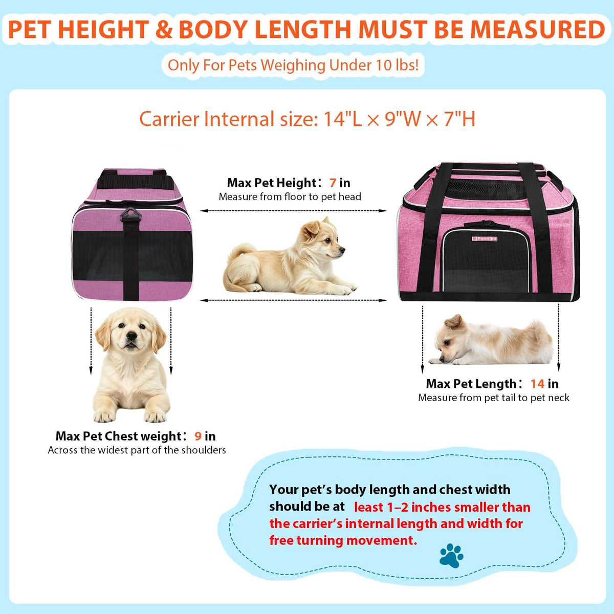 Top and Side Expandable Small Pet Carrier Airline Approved, Pink