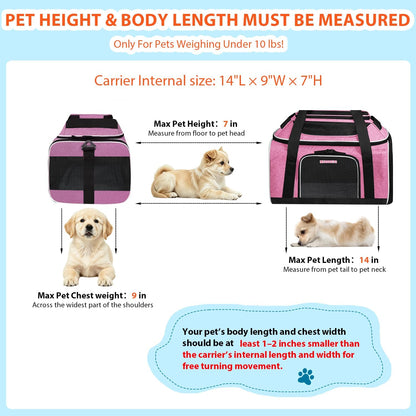 Top and Side Expandable Small Pet Carrier Airline Approved, Pink