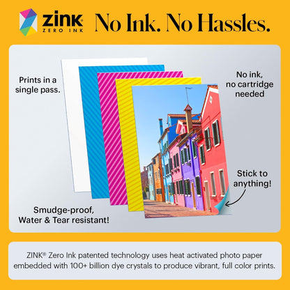 Step Instant Color Photo Printer with Bluetooth/NFC, ZINK Technology & App for iOS & Android (Pink) Starter Bundle