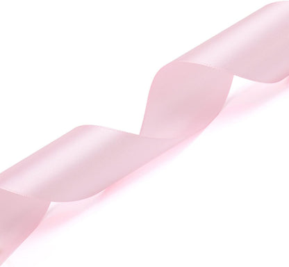 1-1/2 inch Light Pink Solid Satin Ribbon 25 Yards 100% Polyester Fabric Soft and Durable for Wedding Invitations, Bridal Bouquets, Sewing, Party Decorations, Gift Wrapping and More
