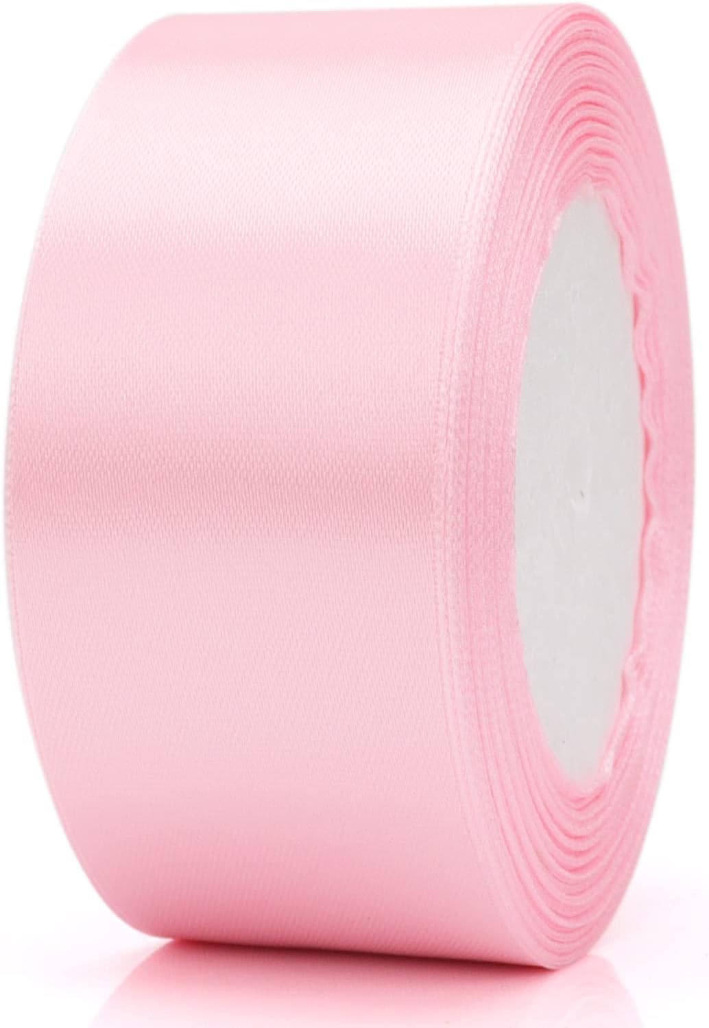 1-1/2 inch Light Pink Solid Satin Ribbon 25 Yards 100% Polyester Fabric Soft and Durable for Wedding Invitations, Bridal Bouquets, Sewing, Party Decorations, Gift Wrapping and More