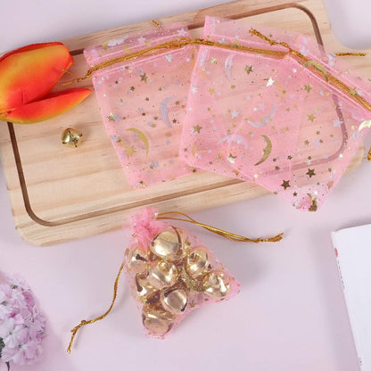 100 Pieces Moon Star Organza Jewelry Candy Bags 2.7x3.5 Inch