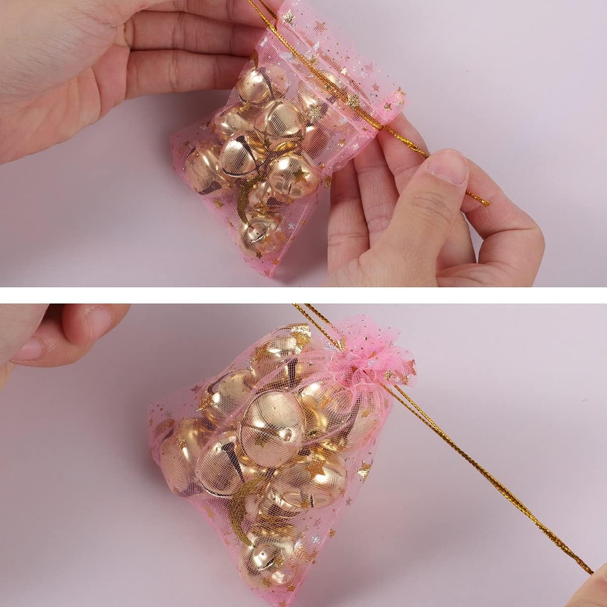 100 Pieces Moon Star Organza Jewelry Candy Bags 2.7x3.5 Inch