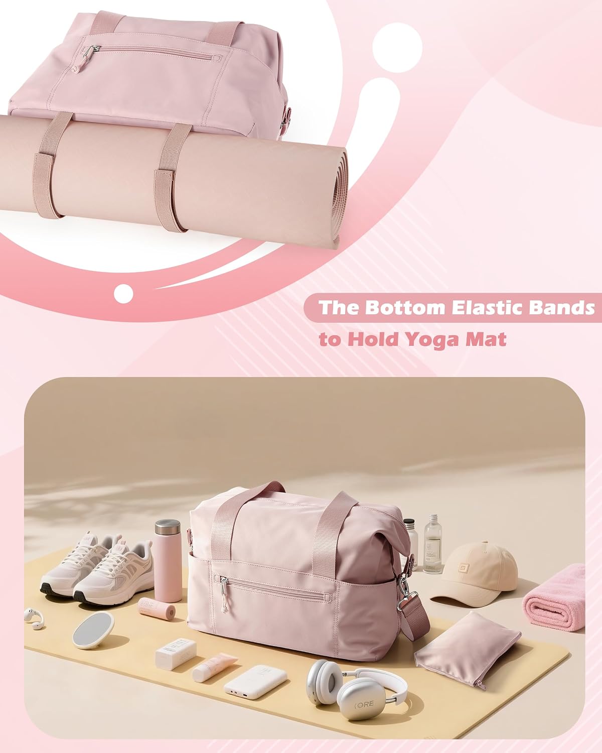 Small Gym Bag with Yoga Mat Holder, Wet Pocket and a Separate Pouch
