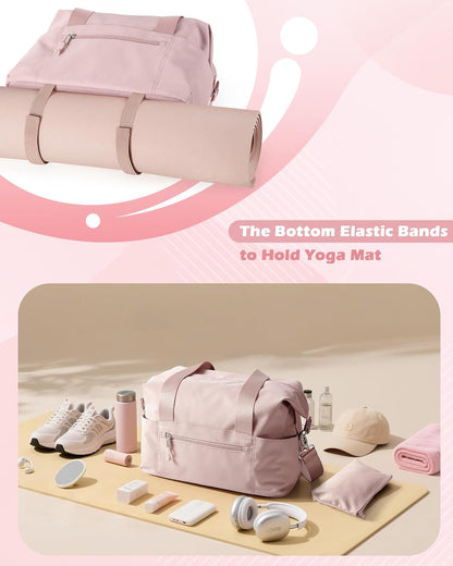 Small Gym Bag with Yoga Mat Holder, Wet Pocket and a Separate Pouch