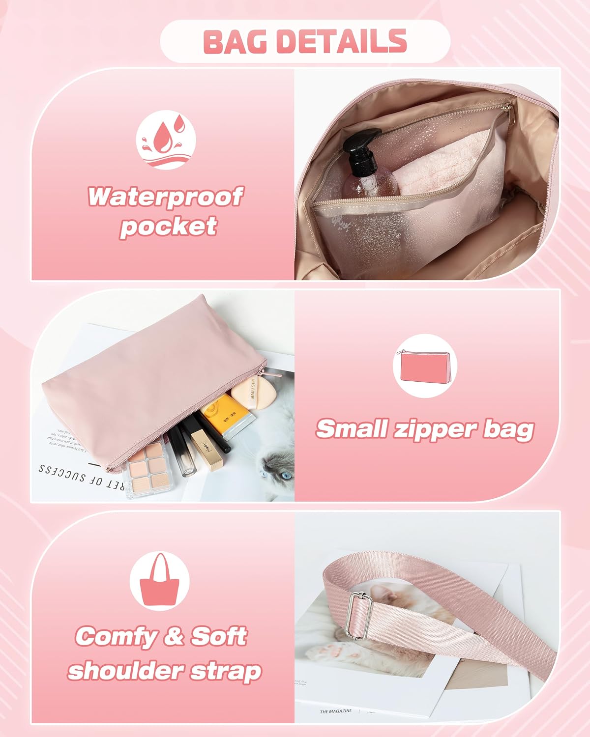 Small Gym Bag with Yoga Mat Holder, Wet Pocket and a Separate Pouch