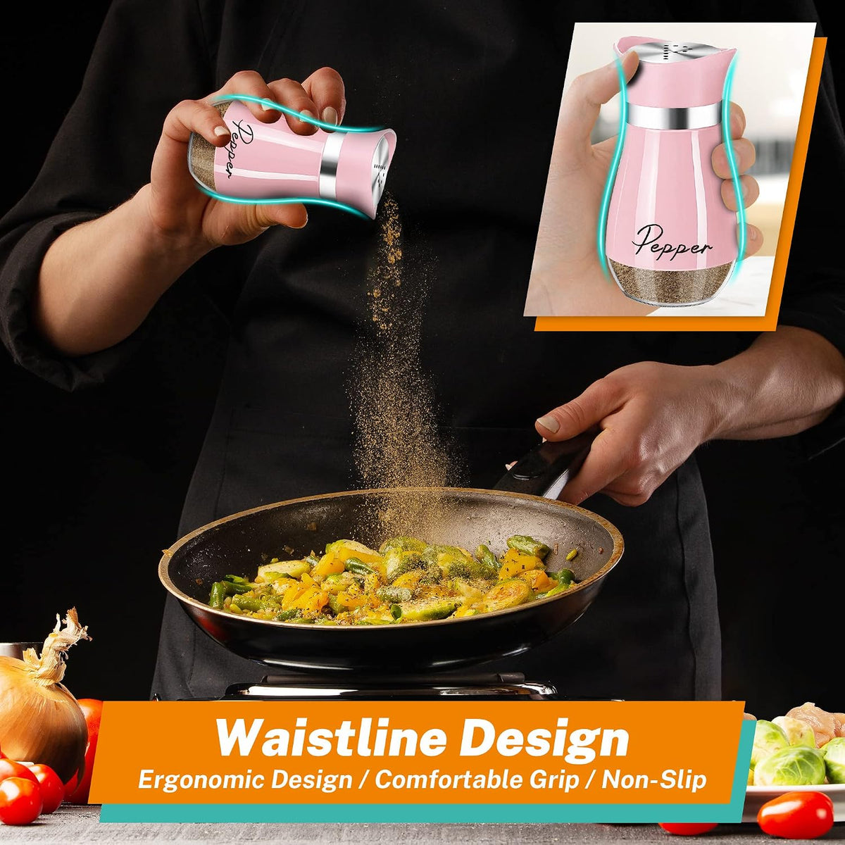 Salt and Pepper Shakers - 4 oz Pink Glass Set with Stainless Steel Lids