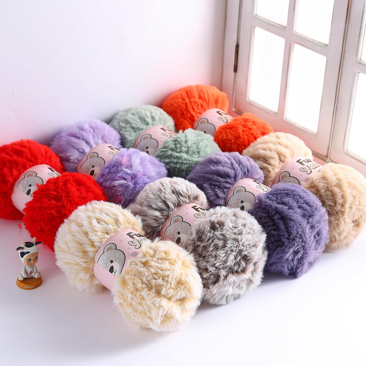 3 Skeins Faux Fur Yarn Soft Fluffy for Crocheting - Chunky Fuzzy Yarn for Crochet Amigurumi, Blankets, Scarves and Sweaters - Each 3.5 oz/100 g, 71 yds/65 m (3, Light Pink)