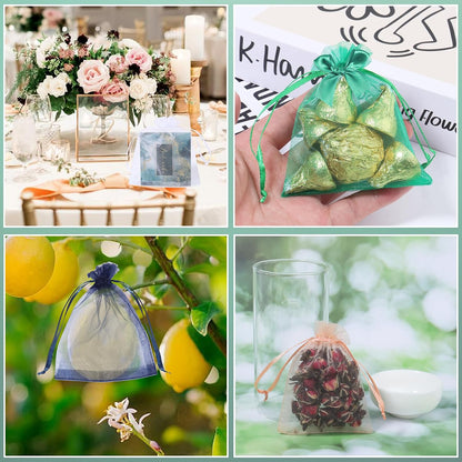 50Pcs Blush Peach Organza Bags,3x4 Inch Small Mesh Drawstring Bags