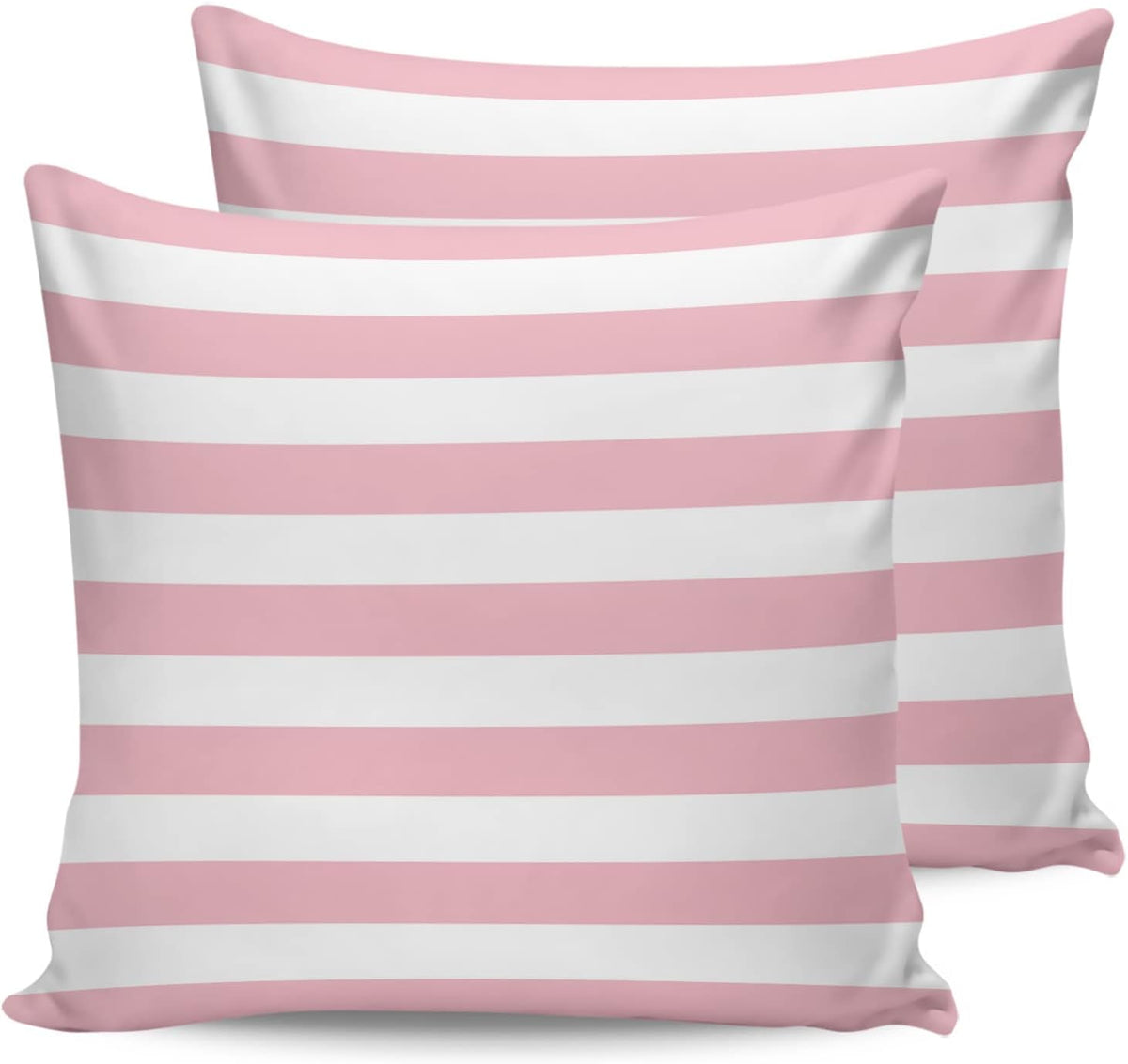 Outdoor Waterproof Pillow Covers for Patio Furniture Pink and White Stripes Decorative Throw Pillow Cover Solid Striped Pillowcases Set of 2 Cushion Case for Sofa Couch Chair 18 x 18 in