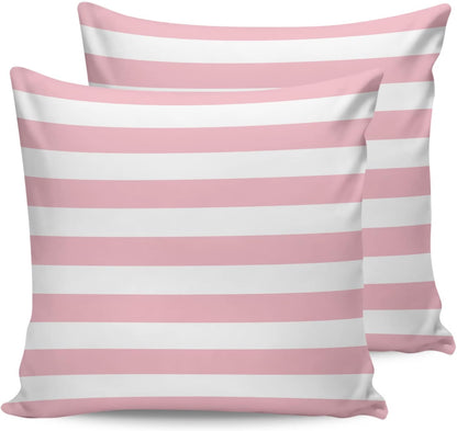 Outdoor Waterproof Pillow Covers for Patio Furniture Pink and White Stripes Decorative Throw Pillow Cover Solid Striped Pillowcases Set of 2 Cushion Case for Sofa Couch Chair 18 x 18 in