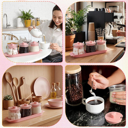 3 Pcs Pink Coffee Bar Accessories Set, Pink Kitchen Decoration