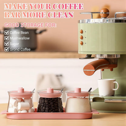 3 Pcs Pink Coffee Bar Accessories Set, Pink Kitchen Decoration