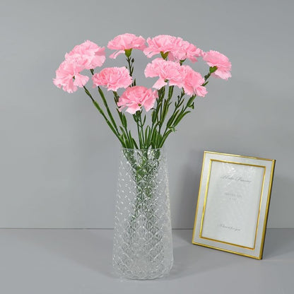 20 Inches Artificial Carnations Flower 16 Stem Carnations Bouquets Silk Fake Flowers for Home Wedding Table Centerpieces Home Party Decor (Pink)