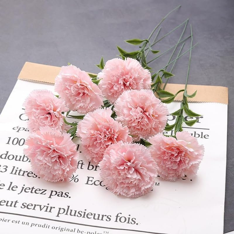 20 Inches Artificial Carnations Flower 16 Stem Carnations Bouquets Silk Fake Flowers for Home Wedding Table Centerpieces Home Party Decor (Pink)