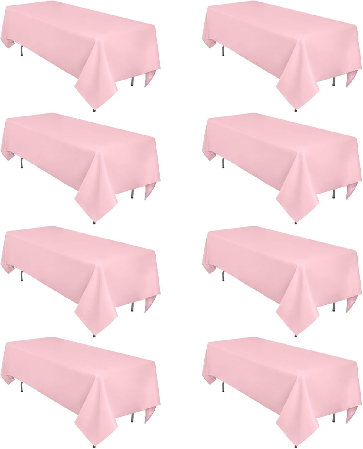 8 Pack Pink Tablecloth Rectangle 60 x 102 Inch for 6 Foot Tables