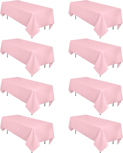 8 Pack Pink Tablecloth Rectangle 60 x 102 Inch for 6 Foot Tables